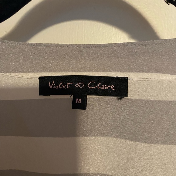 Violet & Claire Gray & White Striped Blouse - Picture 3 of 11